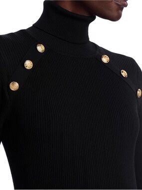 AQUA Ribbed Turtleneck Sweater Black Small